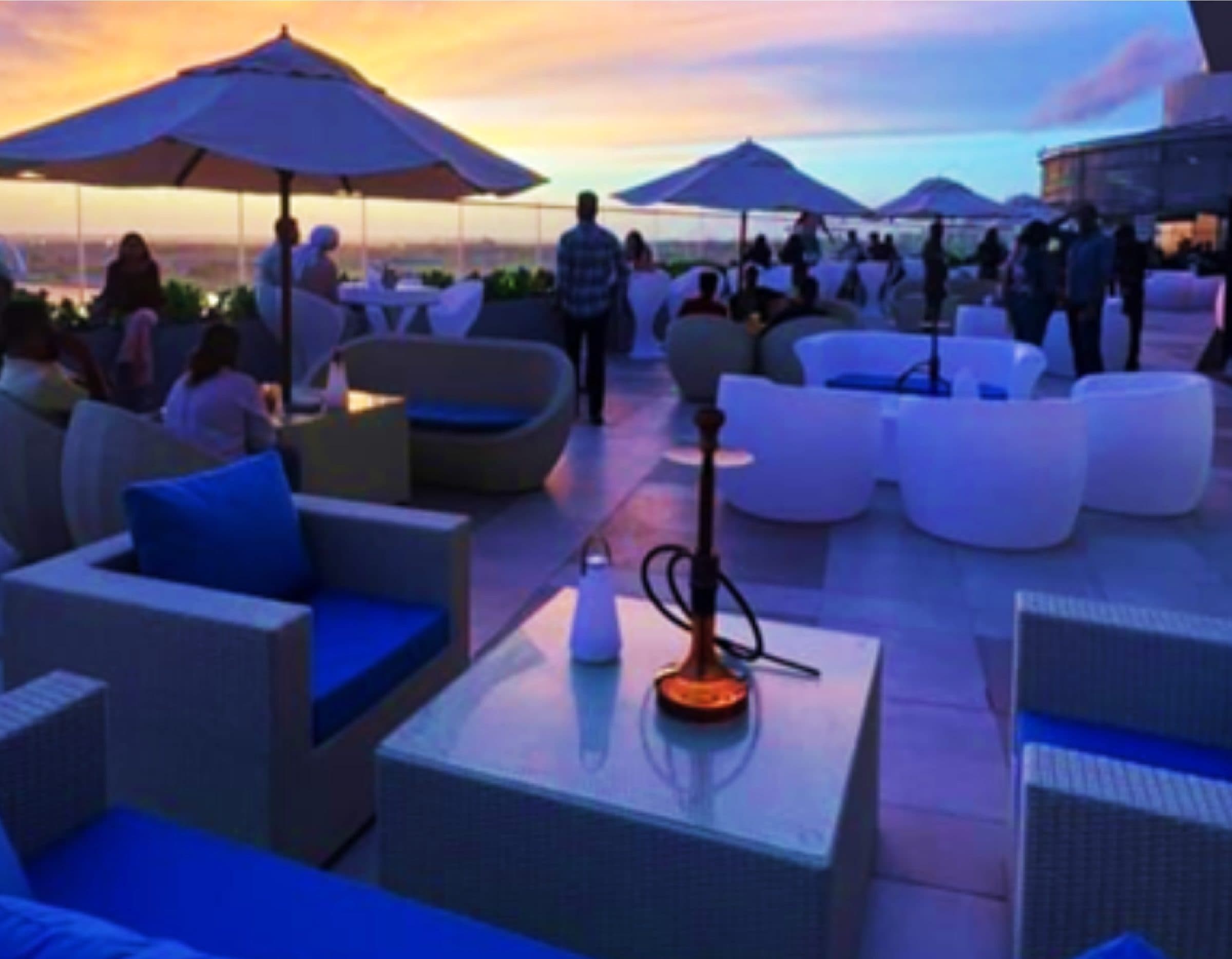 The lounge at dusk