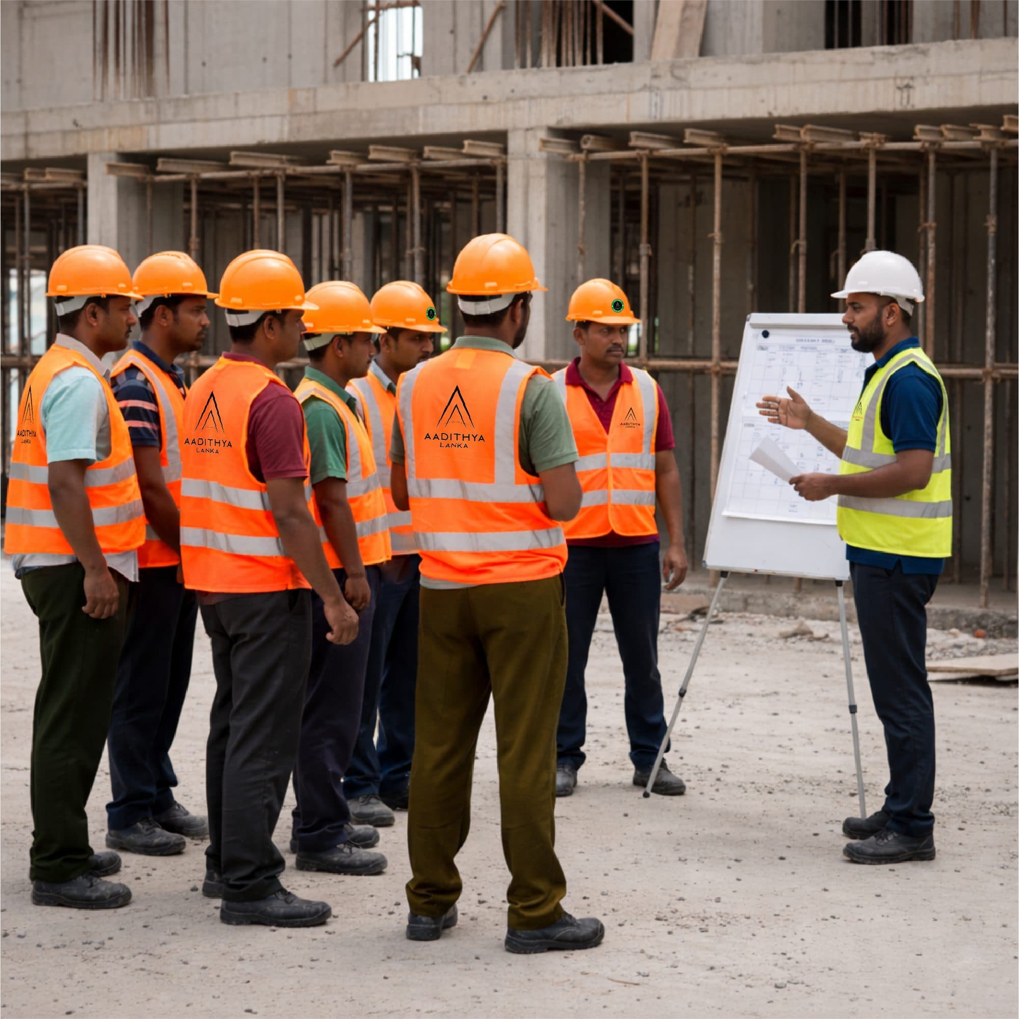 A toolbox talk with the site team